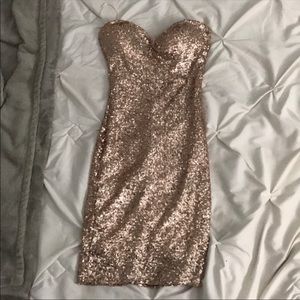 Rose gold sequin mini dress